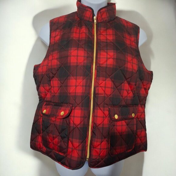 St. John's Bay Jackets & Blazers - St. Johns Bay Quilted Vest Red/Black XL